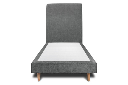 Lit 90x200 cm - Sommier tapissier H29 cm + tête de lit tapissée - Tissu Toile natté Gris Anthracite