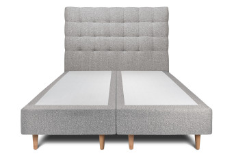 Lit 2x80x200 cm avec Tête de lit capitonnée - Tissu Bouclette