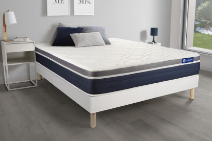 Ensemble Matelas Sommier 140x200 cm - Sommier Blanc (en kit) - Actilatex Confort