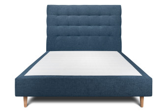 Lit 140x190 cm avec Tête de lit capitonnée - Tissu Toile natté
