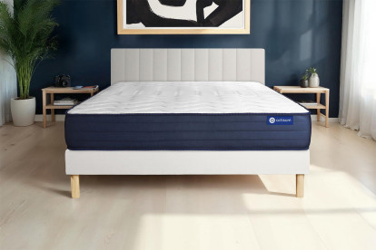 Ensemble Matelas Sommier 140x190 cm - Sommier Blanc (en kit) - Actilatex Life
