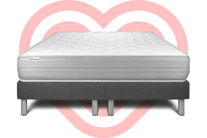 Ensemble Matelas Sommier 200x200 cm - 2 Sommiers Gris - Vitalmemo