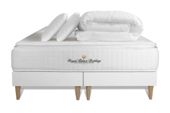 Pack lit complet 160x200 cm - Matelas + 2 Sommiers Blancs + 2 oreillers + Couette - George V