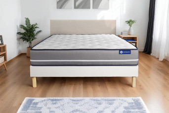 Ensemble Matelas Sommier 120x190 cm - Sommier Blanc (en kit) - Actimemo Pur