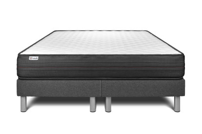 Ensemble Matelas Sommier 160x200 cm - 2 Sommiers Gris - Vitalpower