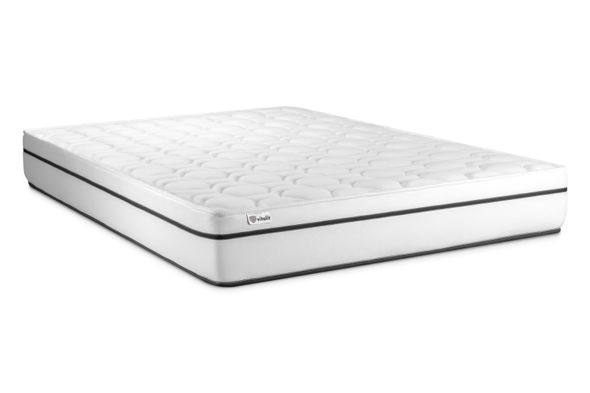 Pack lit complet 140x200 cm - Matelas + Sommier Noir (en kit) + 2 oreillers + Couette - Vital Spa