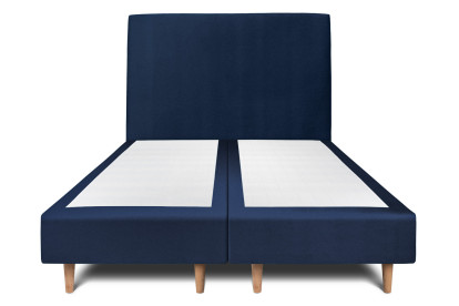Lit 2x 80x200 cm - Sommier tapissier H35 cm + tête de lit tapissée - Tissu Velours Bleu Océan