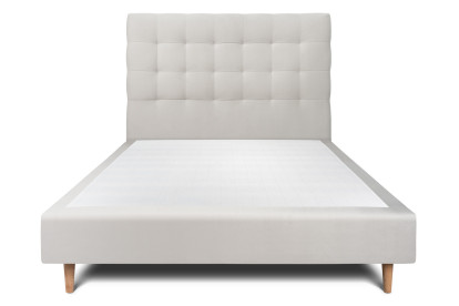 Lit 135x190 cm - Sommier tapissier H35 cm + tête de lit capitonnée - Tissu Velours Gris Clair