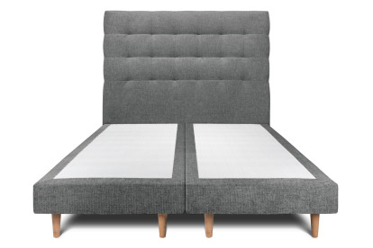 Lit 2x 90x200 cm - Sommier tapissier H29 cm + tête de lit capitonnée - Tissu Toile natté Gris Anthracite