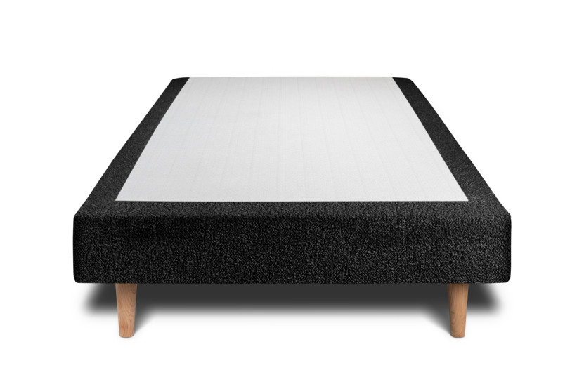 Lit 90x200 cm avec Tête de lit capitonnée - Tissu Bouclette