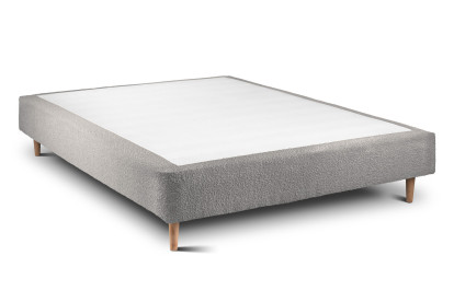 Lit 160x200 cm - Sommier tapissier H35 cm + tête de lit à lignes - Tissu Bouclette Gris