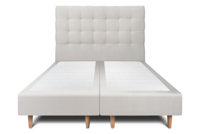Lit 2x 80x200 cm - Sommier tapissier H35 cm + tête de lit capitonnée - Tissu Velours Gris Clair