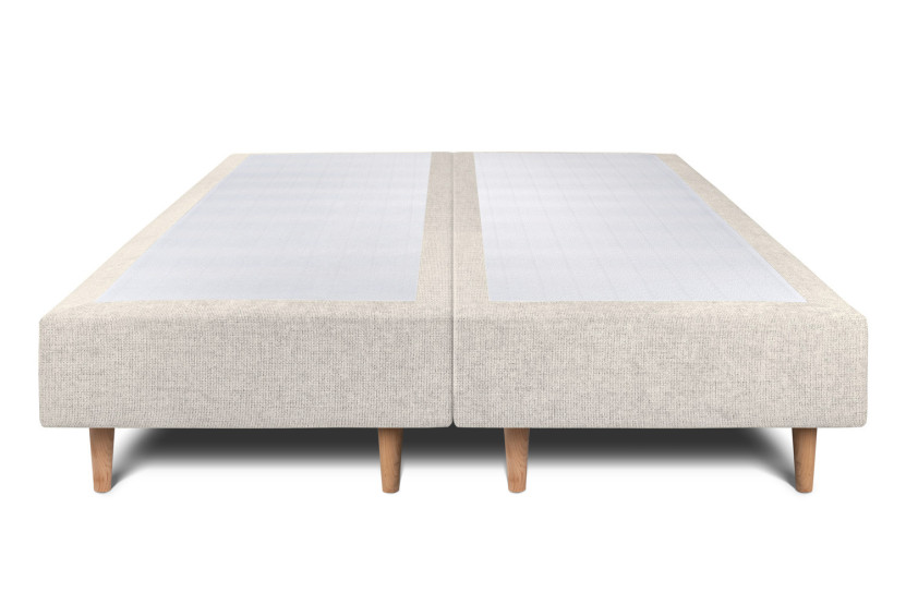 Lit 2x80x200 cm avec Tête de lit capitonnée - Tissu Toile natté