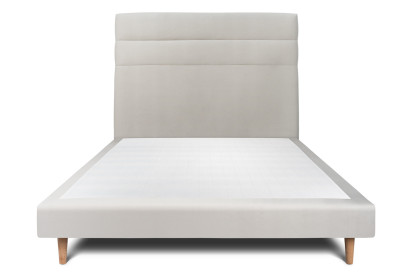 Lit 160x200 cm - Sommier tapissier H29 cm + tête de lit à lignes - Tissu Velours Gris Clair