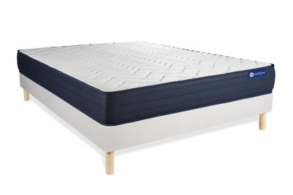 Ensemble Matelas Sommier 120x190 cm - Sommier Blanc (en kit) - Actilatex Life