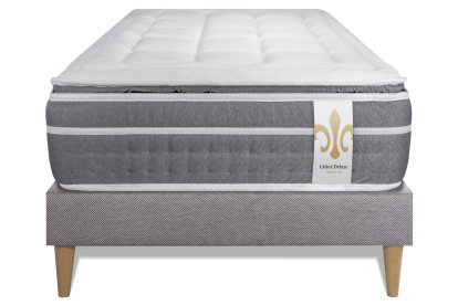 Ensemble Matelas Sommier 90x200 cm - Sommier Gris (déjà monté) - Trente PLUS