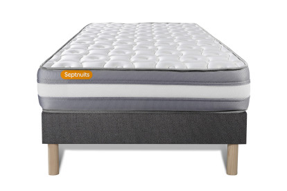 Ensemble Matelas Sommier 90x190 cm - Sommier Gris (déjà monté) - Memo Plus