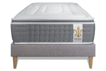 Ensemble Matelas Sommier 90x190 cm - Sommier Gris (déjà monté) - Vingt-Six PLUS