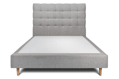 Lit 160x200 cm - Sommier tapissier H35 cm + tête de lit capitonnée - Tissu Bouclette Gris