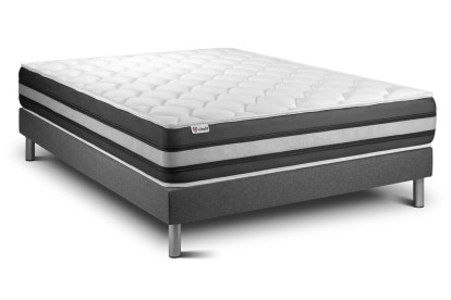 Ensemble Matelas Sommier 140x190 cm - Sommier Gris (en kit) - Vitalspring Zen
