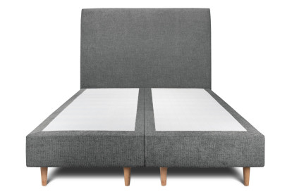 Lit 2x 100x200 cm - Sommier tapissier H35 cm + tête de lit tapissée - Tissu Toile natté Gris Anthracite