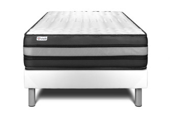 Ensemble Matelas Sommier 90x190 cm - Sommier Blanc (déjà monté) - Vital Power Zen