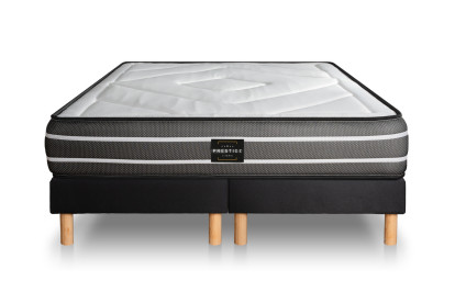 Pack lit complet 200x200 cm - Matelas + 2 Sommiers Noirs + 2 oreillers + Couette - Exclusive