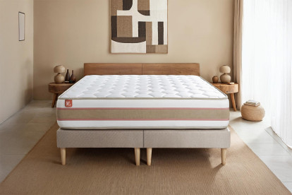 Ensemble Matelas Sommier 200x200 cm - 2 Sommiers Beige - Le Délicat
