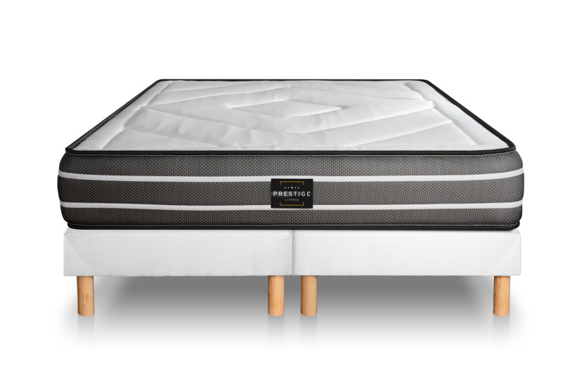 Ensemble Matelas Sommier 160x200 cm - 2 Sommiers Blancs - Exclusive