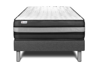 Ensemble Matelas Sommier 90x200 cm - Sommier Gris (déjà monté) - Vital Power Zen