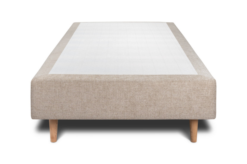 Lit 90x190 cm avec Tête de lit tapissée - Tissu Toile natté
