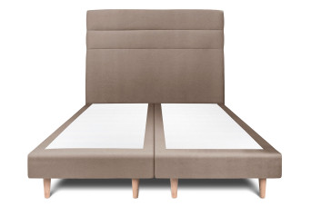 Lit 2x100x200 cm avec Tête de lit à lignes - Tissu Velours