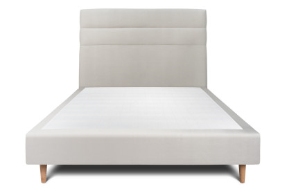 Lit 140x200 cm - Sommier tapissier H35 cm + tête de lit à lignes - Tissu Velours Gris Clair