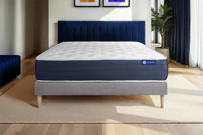 Ensemble Matelas Sommier 120x200 cm - Sommier Gris (en kit) - Actimemo Sleep