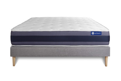 Ensemble Matelas Sommier 140x200 cm - Sommier Gris (en kit) - Actimemo Morpho
