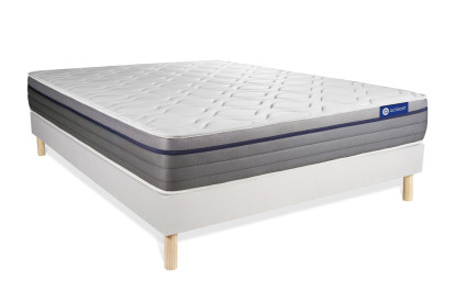 Ensemble Matelas Sommier 140x200 cm - Sommier Blanc (en kit) - Actilatex Zen