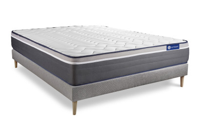 Ensemble Matelas Sommier 120x190 cm - Sommier Gris (en kit) - Actilatex Plus