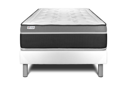 Ensemble Matelas Sommier 90x200 cm - Sommier Blanc (en kit) - Vital Care