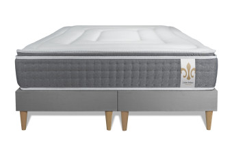 Ensemble Matelas Sommier 160x200 cm - 2 Sommiers Gris - Vingt-Six PLUS