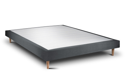 Lit 135x190 cm - Sommier tapissier H29 cm + tête de lit tapissée - Tissu Velours Gris Anthracite