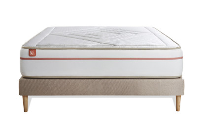 Ensemble Matelas Sommier 140x190 cm - Sommier Beige (déjà monté) - Le Paisible