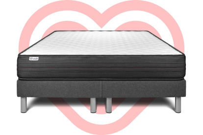 Ensemble Matelas Sommier 200x200 cm - 2 Sommiers Gris - Vitalpower