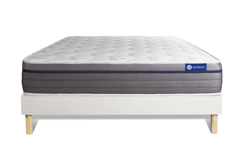 Ensemble Matelas Sommier 120x200 cm - Sommier Blanc (en kit) - ActiMemo Zen