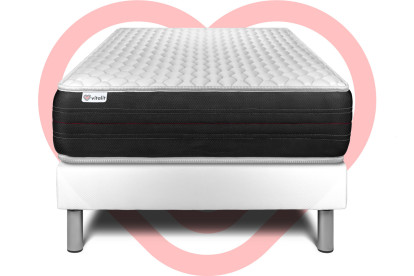 Ensemble Matelas Sommier 90x190 cm - Sommier Blanc (déjà monté) - Vitalspring