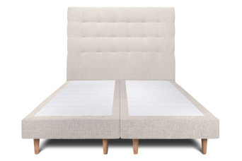 Lit 2x100x200 cm avec Tête de lit capitonnée - Tissu Toile natté