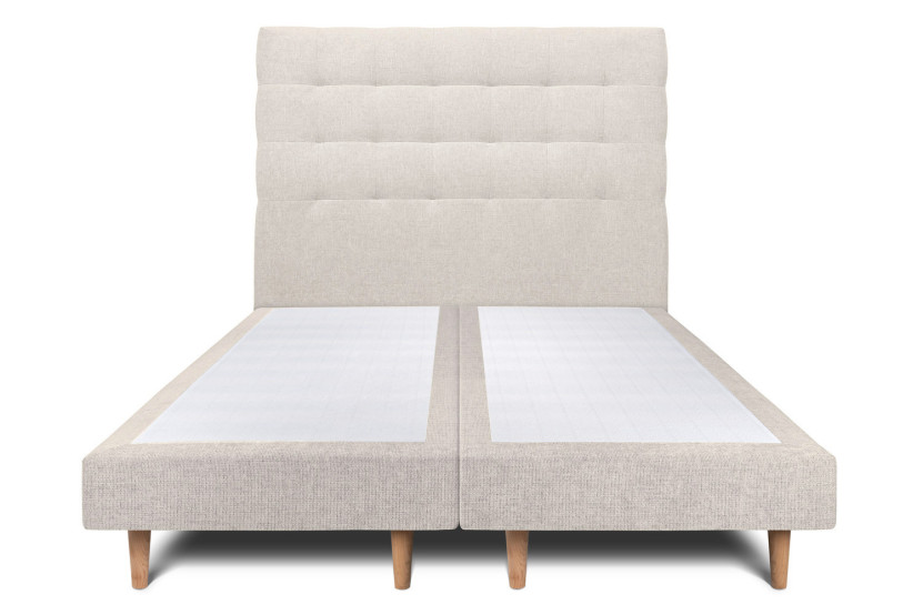 Lit 2x100x200 cm avec Tête de lit capitonnée - Tissu Toile natté