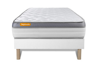 Ensemble Matelas Sommier 90x190 cm - Sommier Blanc (déjà monté) - Memo Zen