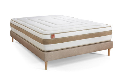 Ensemble Matelas Sommier 200x200 cm - Sommier Beige (en kit) - Le Raffiné