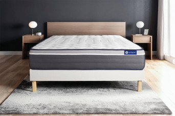 Ensemble Matelas Sommier 120x190 cm - Sommier Blanc (en kit) - Actiflex Plus