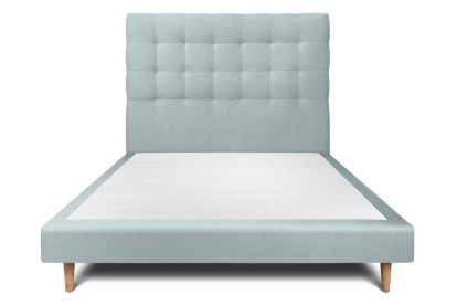 Lit 150x190 cm - Sommier tapissier H29 cm + tête de lit capitonnée - Tissu Velours Gris Bleuté